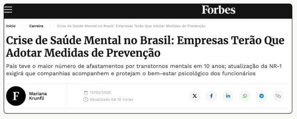 Forbes: Crise de Saúde Mental no Brasil: Empresas Terão Que Adotar Medidas de Prevenção
